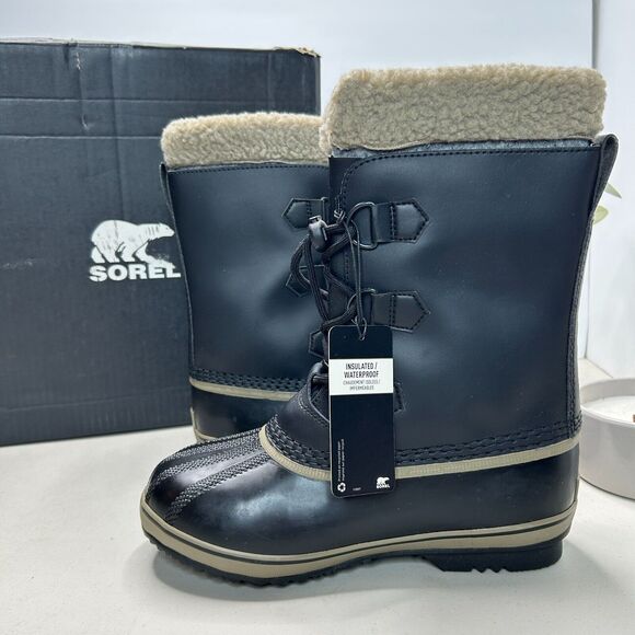 Sorel Yoot Pac TP Waterproof Boot Nylon Sherpa Black NY1963-013 Youth 5 Tried On - Picture 6 of 10